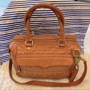 Rebecca Minkoff Satchel Tote Tan Gold Quilted Stud